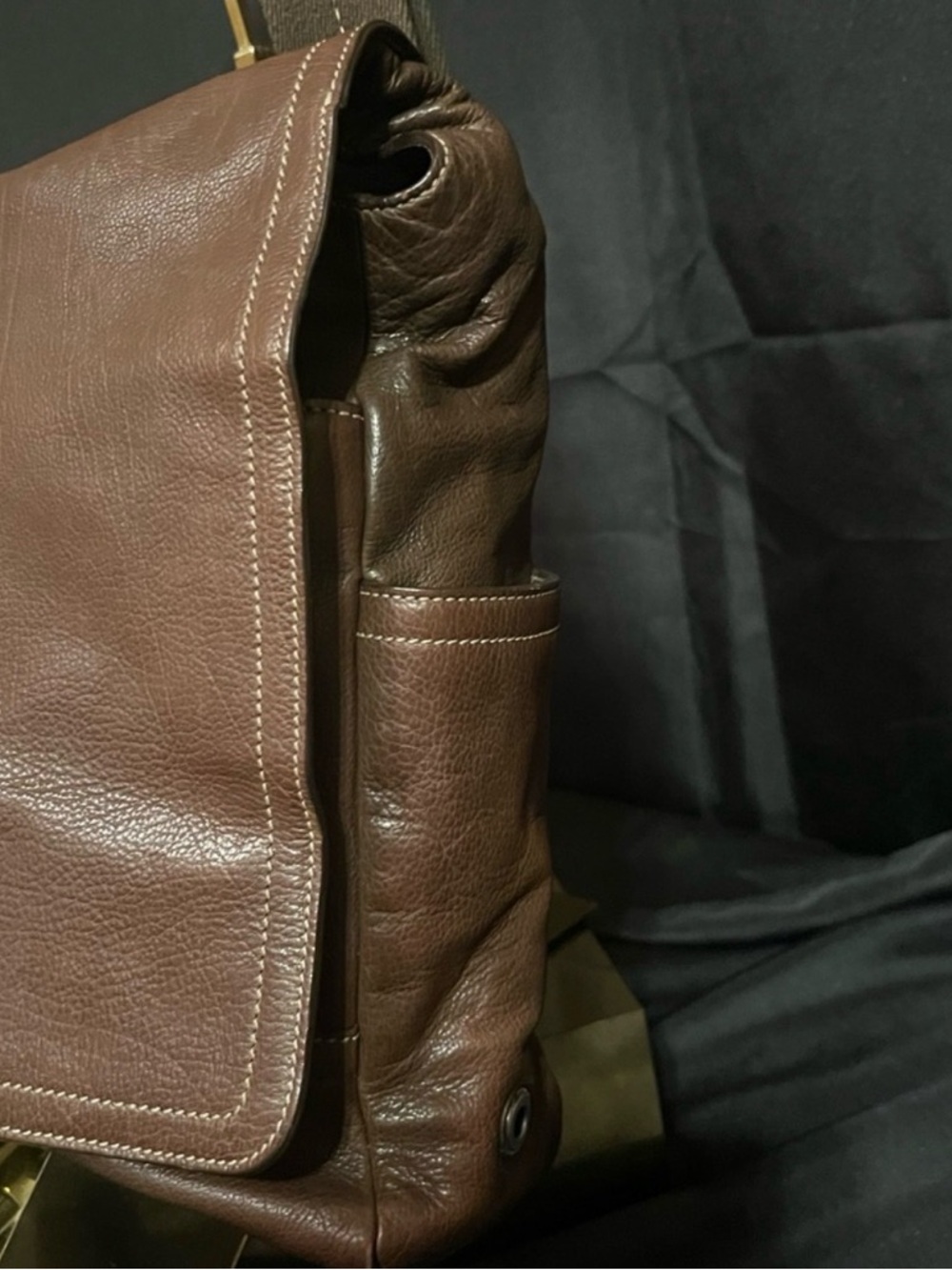 Coach Brown Leather Messenger Bag with Canvas Strap - Picture 3 of 16
